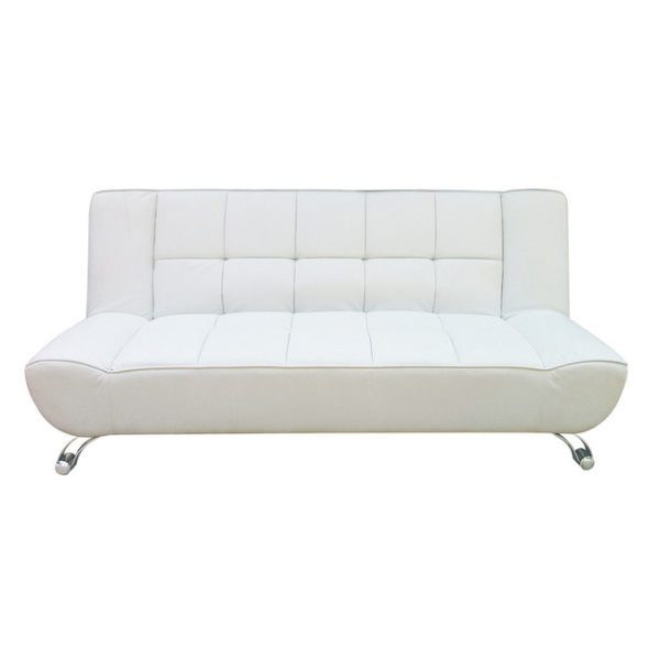 Boston Futon Sofa Bed – White Faux Leather