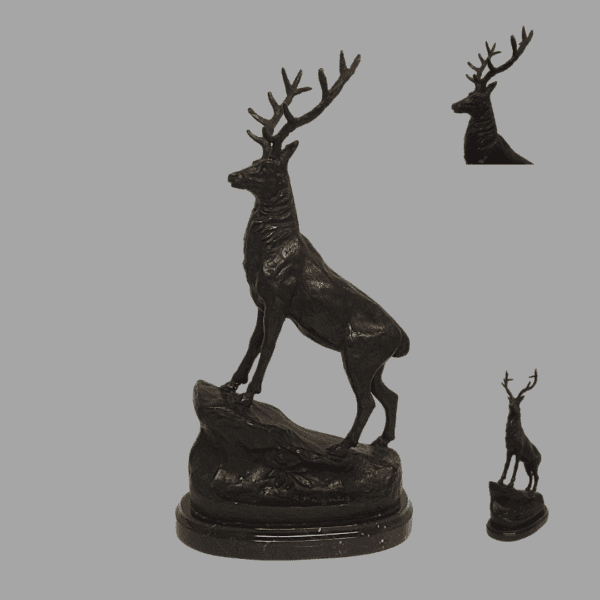 Bronzed Stag on Marble Base