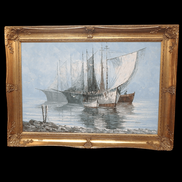 Oil on Canvas – Fishing Boats In The Bay